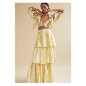 S/W/F Linen‎ Puff Sleeve Crop Bomber Jacket S